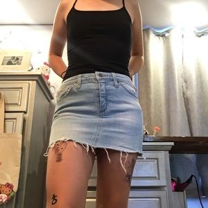 Distressed jean shorts